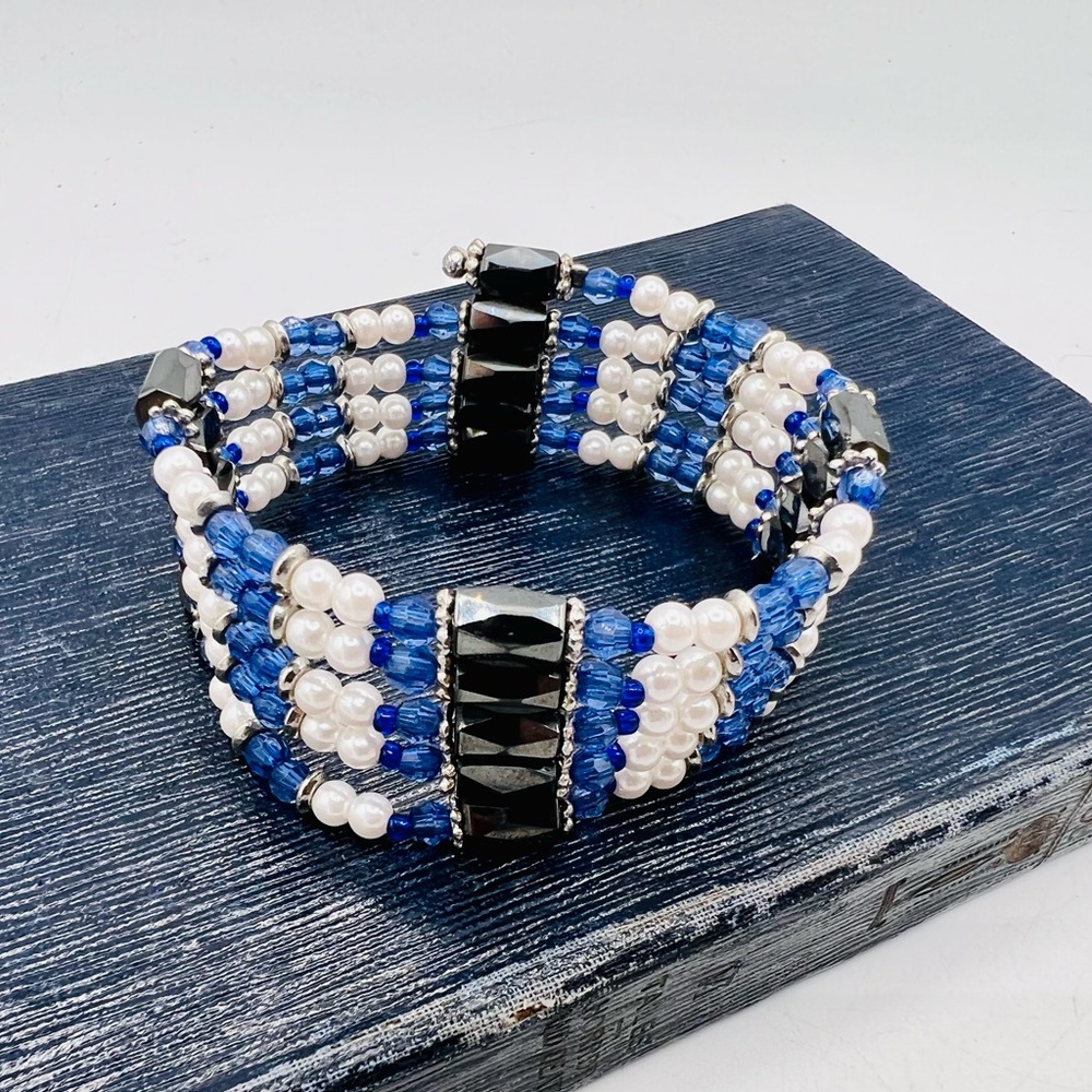 Magnetic hematite wrap bracelet necklace adjustable